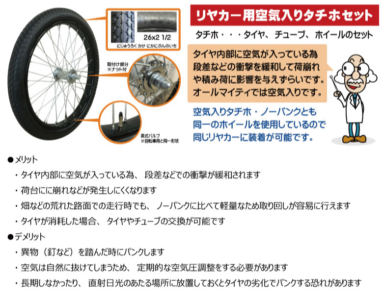 リヤカータイヤの選び方